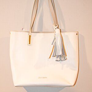 Joy and Iman Leather Tote Bag White